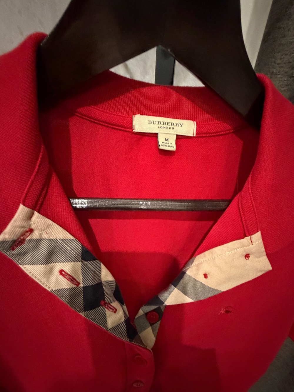 Burberry Red Short-Sleeve Polo Top size medium - Picture 3 of 8